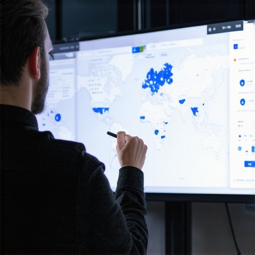 A professional reviewing local SEO performance metrics on a computer monitor