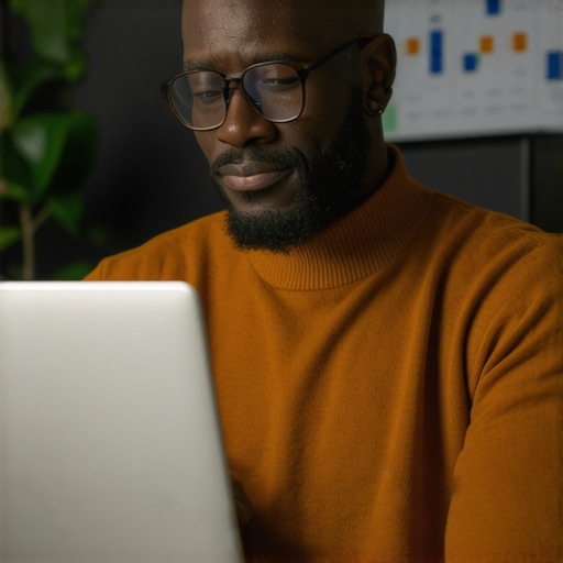 Business owner working on Google My Business profile with analytics