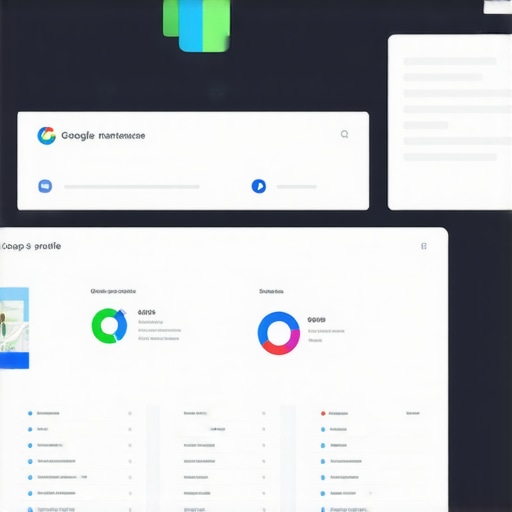 A workspace with SEO software and analytics charts, symbolizing ongoing local SEO maintenance.