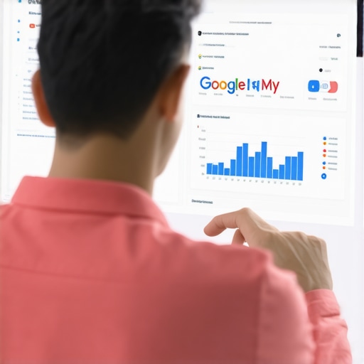 Business owner reviewing Google My Business insights and analytics