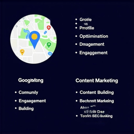An infographic showing key techniques for improving Google Maps rankings