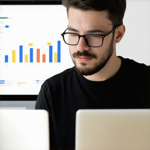 A person analyzing GMB review analytics on a laptop for review strategies.