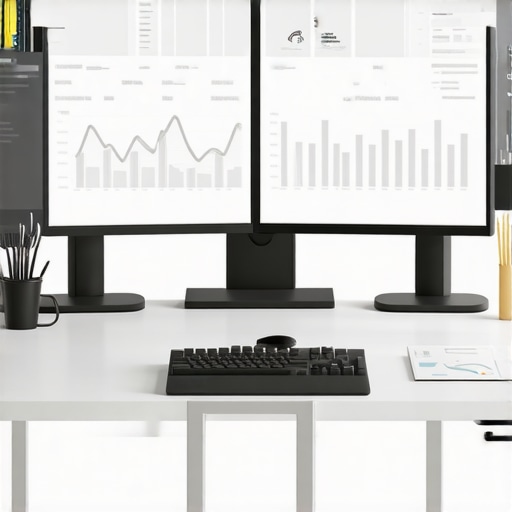 SEO Tools in Action for Local Maps A workspace with screens showing SEO analytics and local search data, illustrating tools used for maintaining Google My Business rankings.