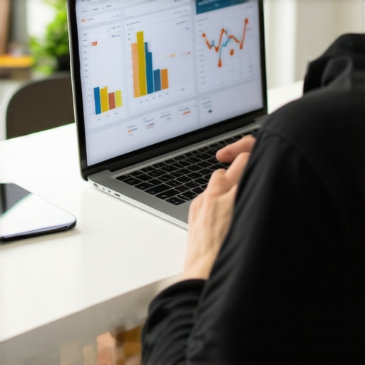 A person analyzing SEO data on a laptop, illustrating ongoing profile maintenance