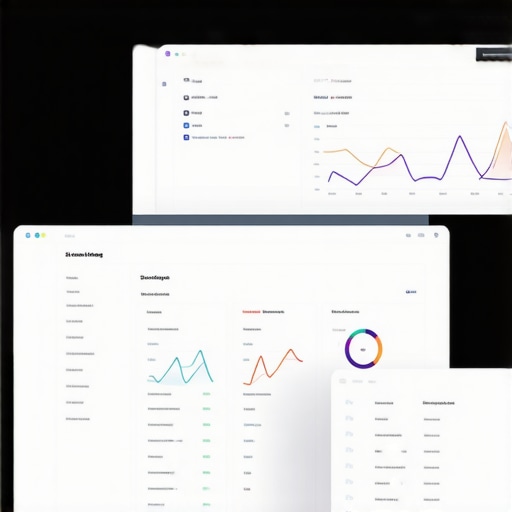 A person analyzing local SEO performance metrics on computer screens in a modern workspace.