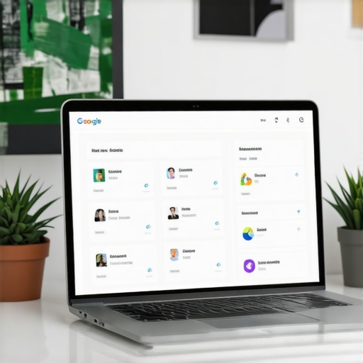 Laptop screen showing local SEO dashboards with citation and review management tools open.