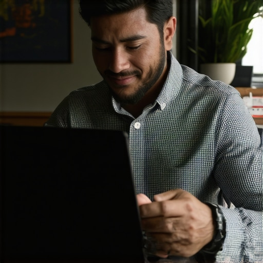 Business owner updating Google My Business profile on laptop and phone.