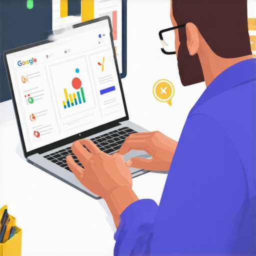 Business owner working on optimizing Google My Business profile with SEO tools.