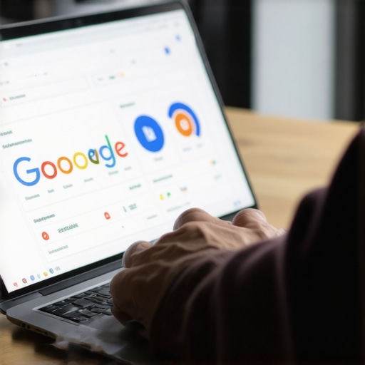 Local SEO Tools in Action Person monitoring local SEO metrics on a laptop to maintain Google Business profile rankings.