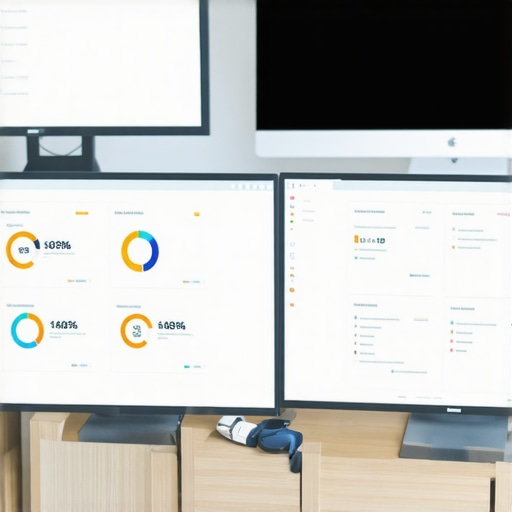 A workspace with screens displaying local SEO analytics and citation management tools.