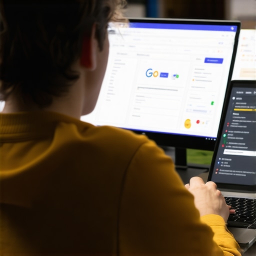 Business owner working on local SEO optimization on a laptop.